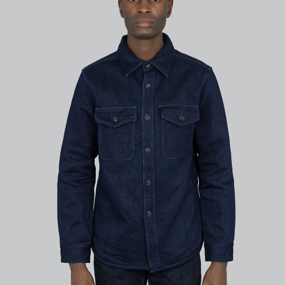 UES INDIGO EXTRA HEAVY TRICOTINE SHIRT - Picture 1 of 5